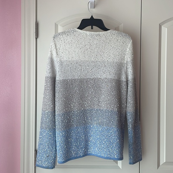 Laura Ashley Blue & Silver Sparkly Zip Up Cardigan - Picture 5 of 8